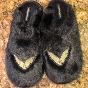Victoria's Secret Black and Gold Slippers